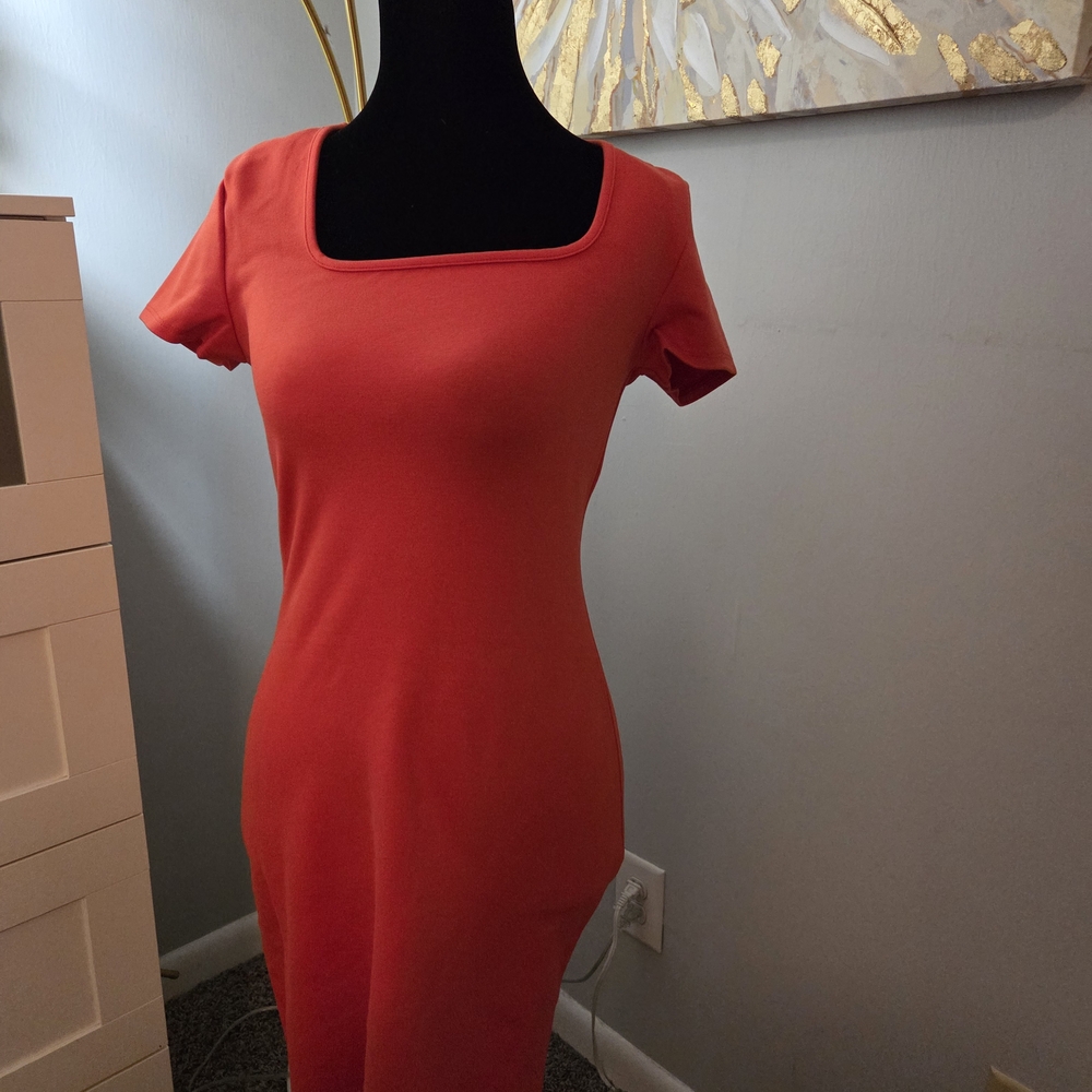 Fashion Nova Vibrant Orange Midi Dress